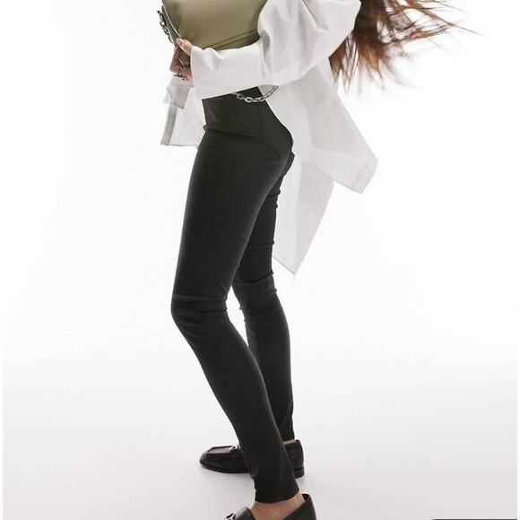 Topshop The Iconic Joni High Rise Skinny fit in Coated Black Size 25 NWT - Picture 9 of 9